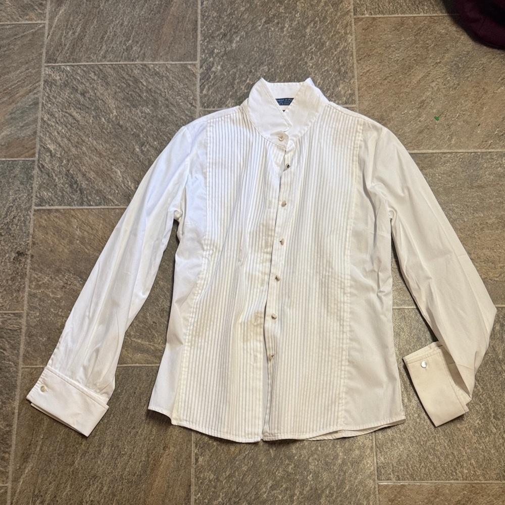 Faconnable White Dress Shirt with Pleated Front